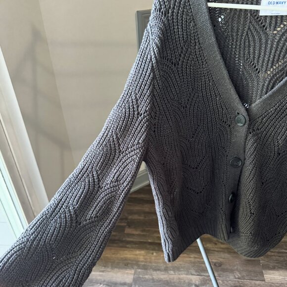 Women's Large Gray Cardigan Sweater - Picture 3 of 5